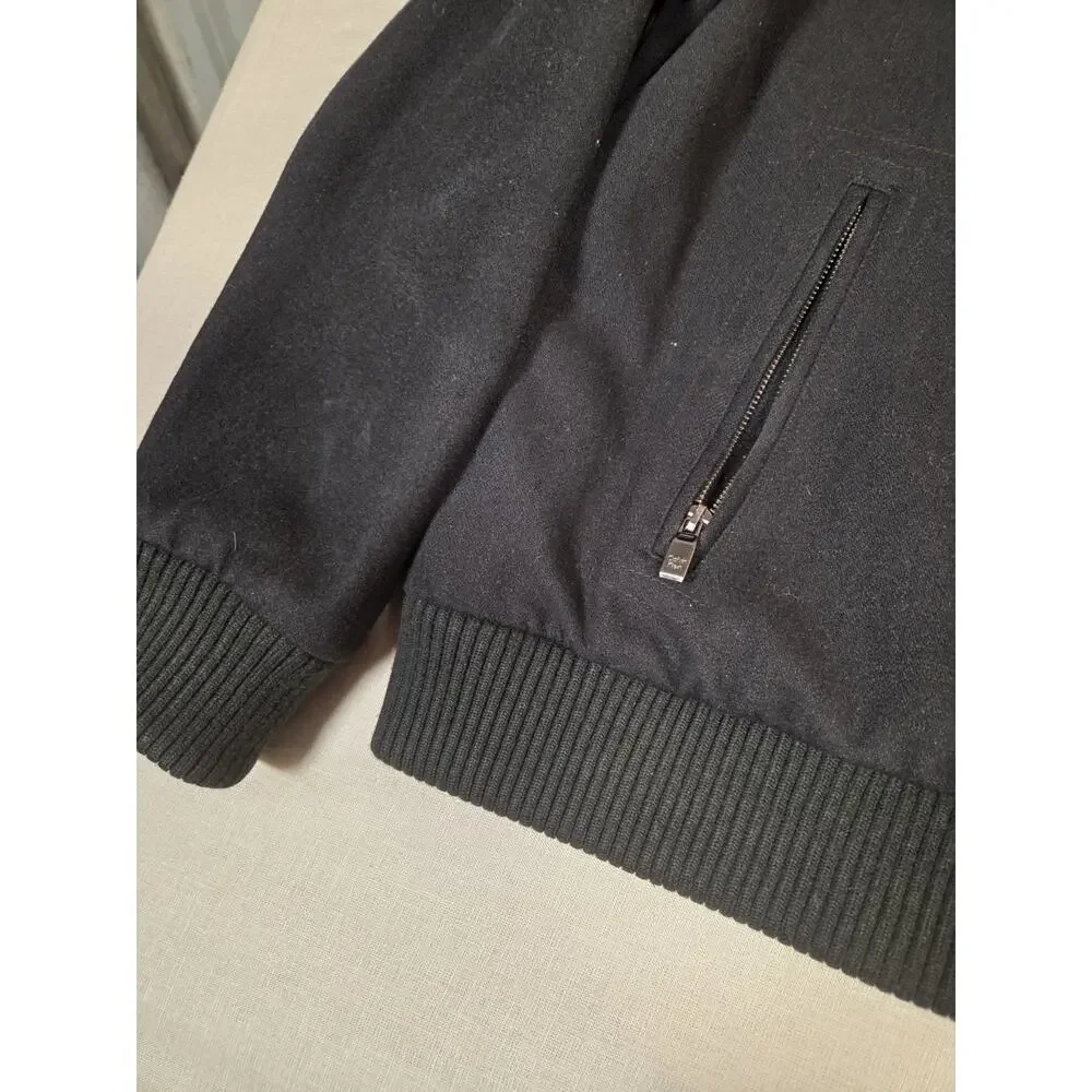 Vintage Calvin Klein Wool Bomber Jacket‎ Men’s 2XL Black Collared Designer Coat